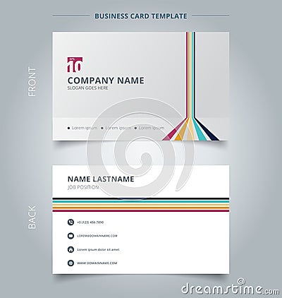 Creative business card and name card template lines vertical horizontal room perspective colorful on white background. Vector Illustration