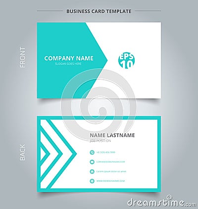 Creative business card and name card template green and white tr Vector Illustration