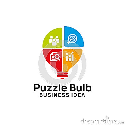 creative business idea logo design template. puzzle bulb icon symbol design Vector Illustration