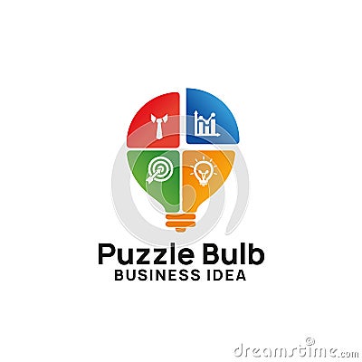 creative business idea logo design template. puzzle bulb icon symbol design Vector Illustration