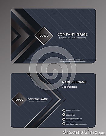 Creative bussines card template with a slash concep dark and clean color. Contact card for company and personal use. Vector Illustration