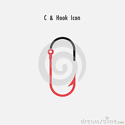 Creative C- Letter icon abstract and hook icon design vector template.Fishing hook icon.Alphabet icon.Vector illustration Vector Illustration