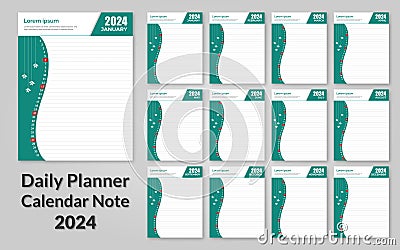 Creative Calendar Note Daily Planner 2024 vector design template. Desk calendar, writable calendar Vector Illustration