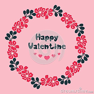 Creative card of happy valentine day, with perfect pink flower frame. Vector Vector Illustration