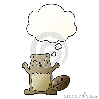 A creative cartoon beaver and thought bubble in smooth gradient style Vector Illustration