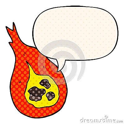 A creative cartoon fireball and speech bubble in comic book style Vector Illustration