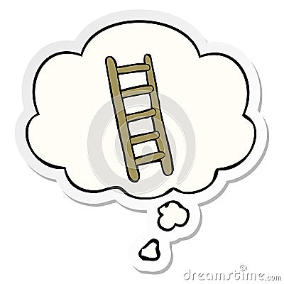 A creative cartoon ladder and thought bubble as a printed sticker Vector Illustration