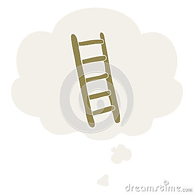 A creative cartoon ladder and thought bubble in retro style Vector Illustration