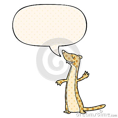 A creative cartoon weasel and speech bubble in comic book style Vector Illustration