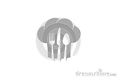 Creative Chef Hat Fork Spoon Knife Symbol Logo Design Vector Illustration Vector Illustration