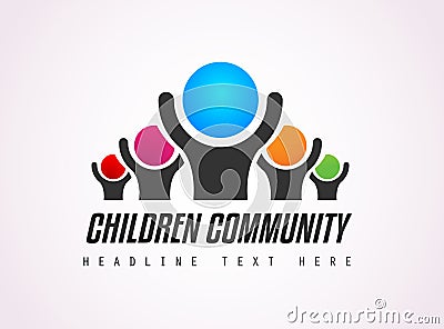 Creative Children Community Logo design for brand identity, comp Vector Illustration