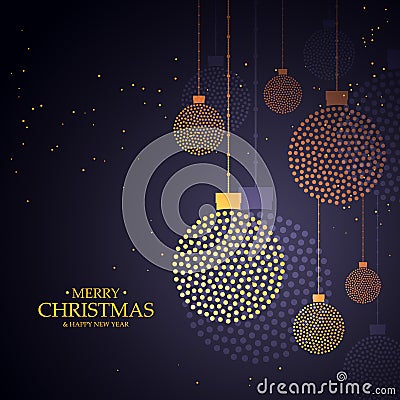 Creative christmas balls design made with small dots Vector Illustration