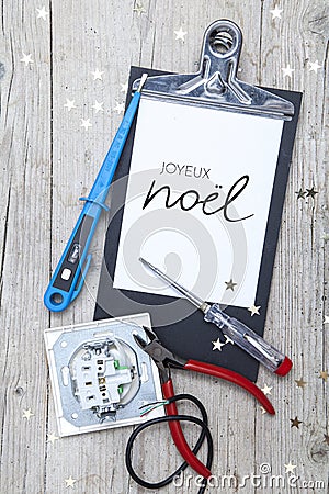 Creative Christmas Card for an electrican business Stock Photo