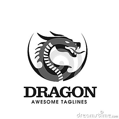 Dragon head silhouette logo Vector Illustration