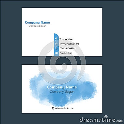 Creative and Clean Double-sided business card in blue colors. Vector Illustration