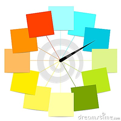 Creative clock design with stickers Vector Illustration