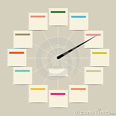 Creative clock design with stickers for your text Vector Illustration