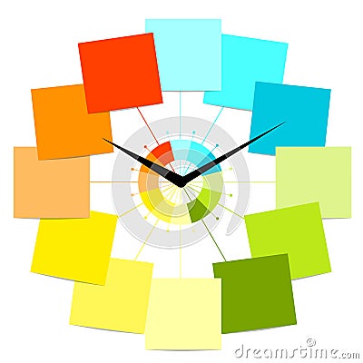Creative clock design with stickers for your text Vector Illustration