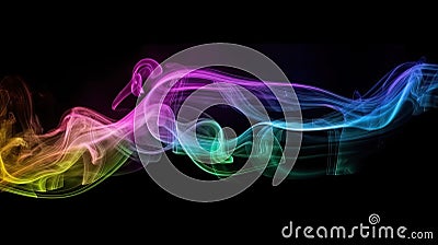 Creative clouds on black background. Colorful magenta, purple, green smoke on black backdrop. Creative abstract fume Stock Photo