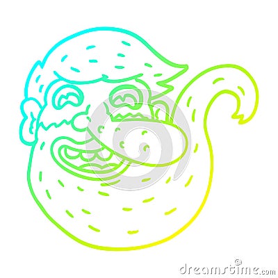A creative cold gradient line drawing bearded cartoon man Vector Illustration