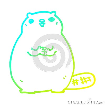 A creative cold gradient line drawing cartoon beaver Vector Illustration