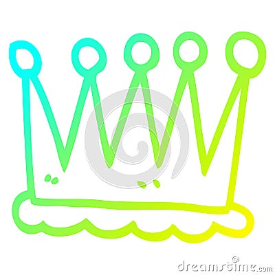 A creative cold gradient line drawing cartoon crown symbol Vector Illustration