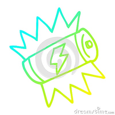 A creative cold gradient line drawing cartoon fully charged battery Vector Illustration