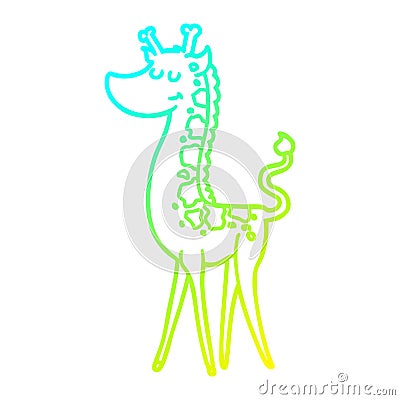 A creative cold gradient line drawing cartoon giraffe Vector Illustration
