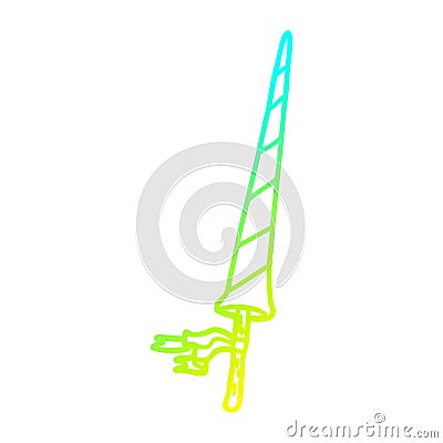 A creative cold gradient line drawing cartoon knights lance Vector Illustration