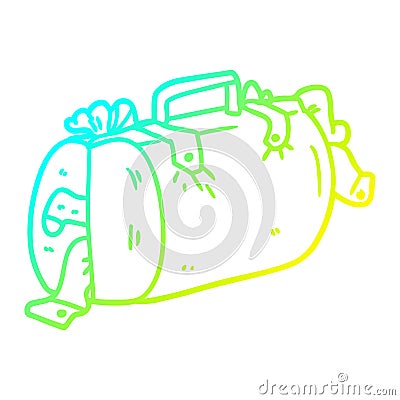 A creative cold gradient line drawing cartoon luggage Vector Illustration