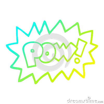 A creative cold gradient line drawing cartoon pow symbol Vector Illustration