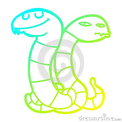 A creative cold gradient line drawing cartoon snakes Vector Illustration