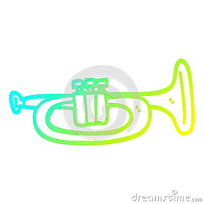 A creative cold gradient line drawing cartoon trumpet Vector Illustration