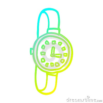 A creative cold gradient line drawing cartoon watch Vector Illustration