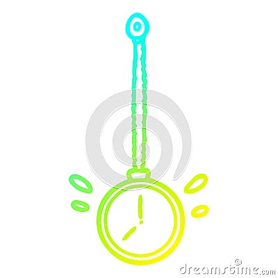A creative cold gradient line drawing swinging gold hypnotist watch Vector Illustration