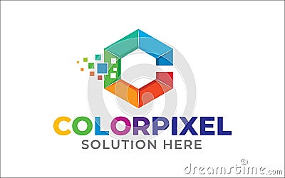 Creative of Color Pixels logo design Vector Illustration