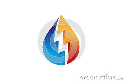 Creative Colorful Drop Thunder Logo Vector Illustration