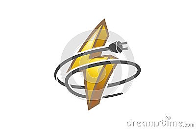 Electricity Flash Cable Plug Symbol Logo Vector Illustration
