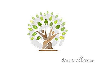 Creative Couple People Tree Logo Vector Illustration