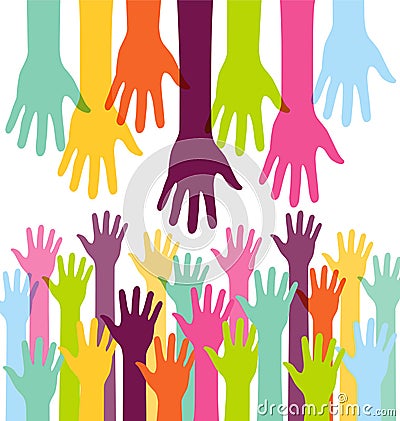 Creative Colorful Helping Hand Vector Illustration