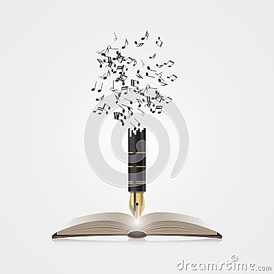 Creative colorful music pen. Writing concept. Vector Vector Illustration