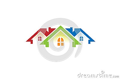 Creative Colorful Three Houses Logo design illustration Vector Illustration