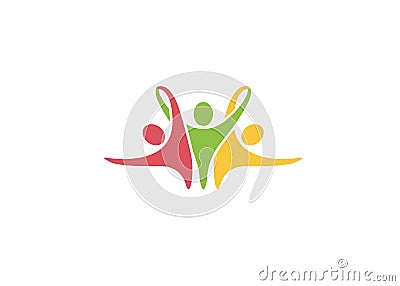 Creative Colorful Three People Logo Vector Illustration