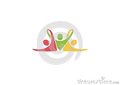 Creative Colorful Three People Logo Vector Illustration