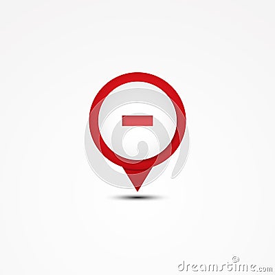 Creative combination minus mathematics symbol and map pointer Vector Illustration