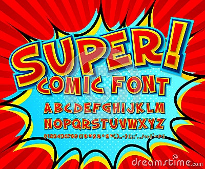 Creative comic font. Vector alphabet in style pop art Vector Illustration