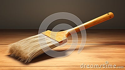 Creative Commons Attribution Painting Brush On Wooden Floor Stock Photo