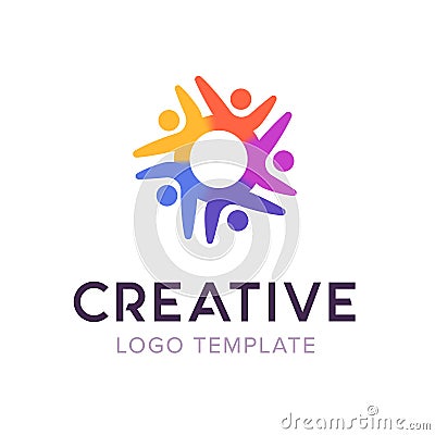 Creative connect people logo. Family logo template. Insurance symbol. Community social graphic vector template Vector Illustration