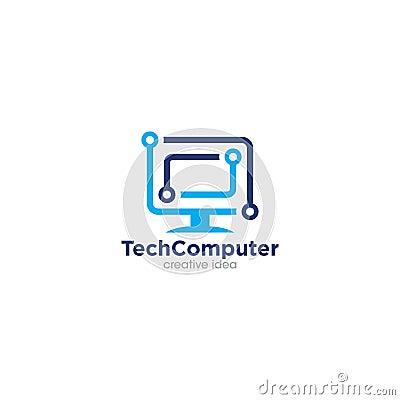 Creative Computer Concept Logo Design Template Vector Illustration