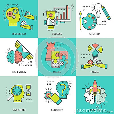 Creative Concept Colored Icons Vector Illustration